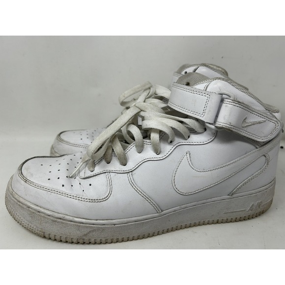 NIKE AIR FORCE 1 Mid '07 Mens 13 Triple White Sneakers Shoes 315123-111 - Picture 3 of 6